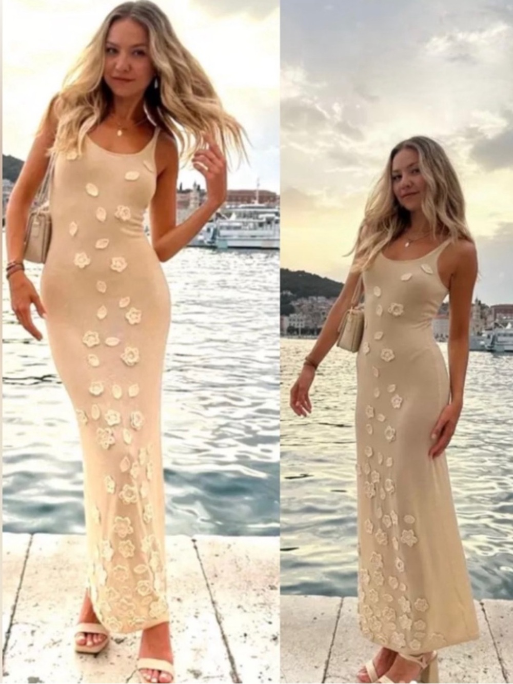 NWT Caroline Constas maxi crochet 3D dress size S or M